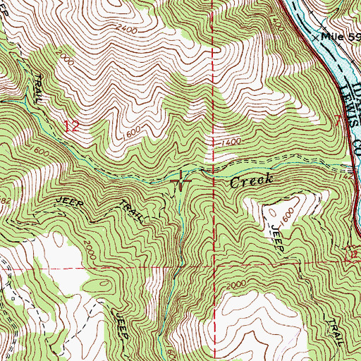 Topographic Map of Effie Creek, ID