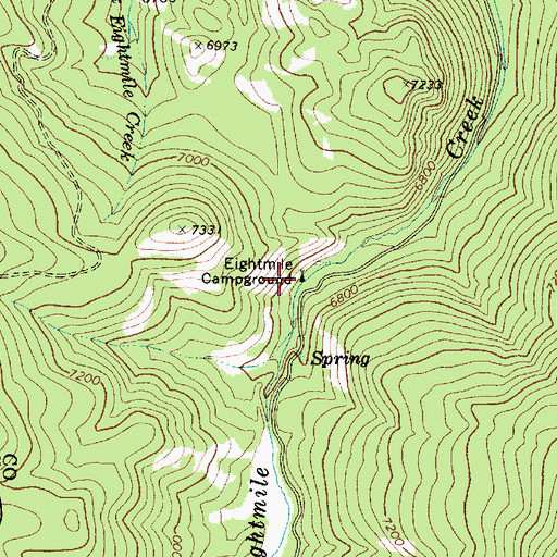 Topographic Map of Eightmile Campground, ID