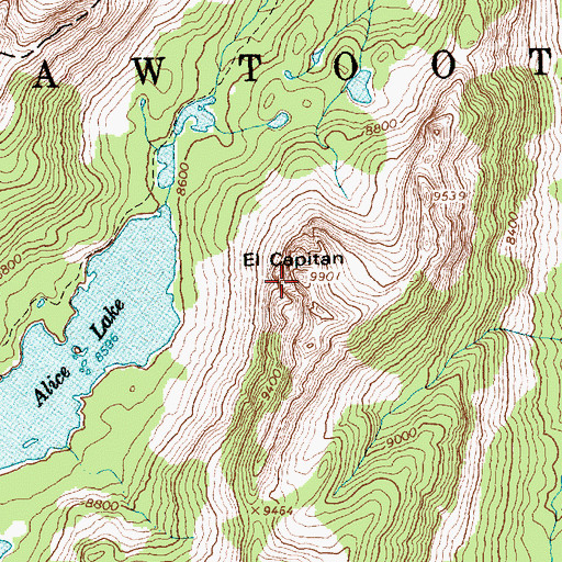 Topographic Map of El Capitan, ID