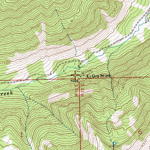 Topographic Map of El Oro Mine, ID
