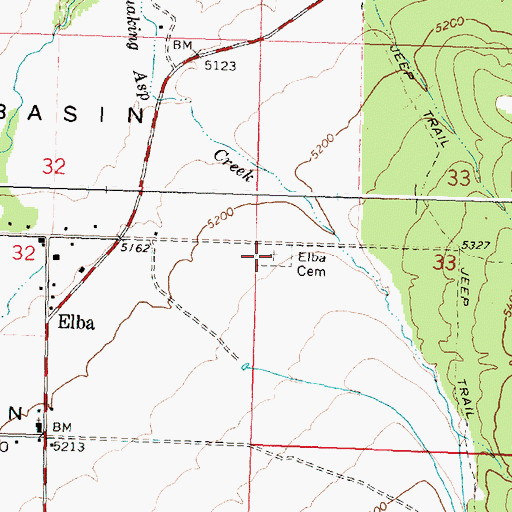 Topographic Map of Elba Cemetery, ID