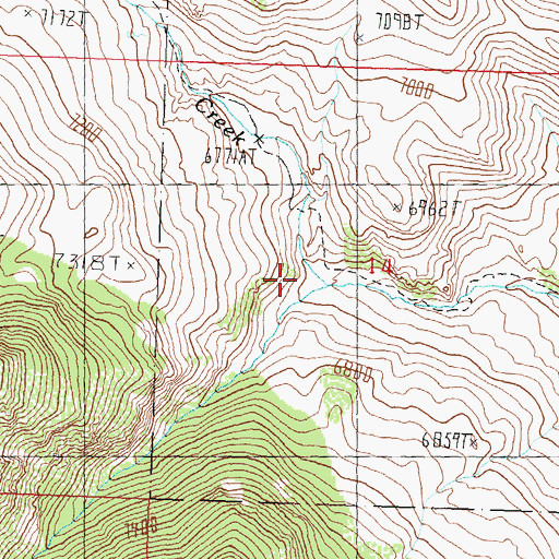 Topographic Map of Elbow Creek, ID