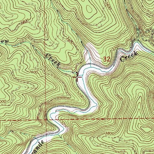 Topographic Map of Elbow Creek, ID