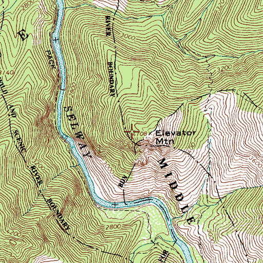 Topographic Map of Elevator Mountain, ID