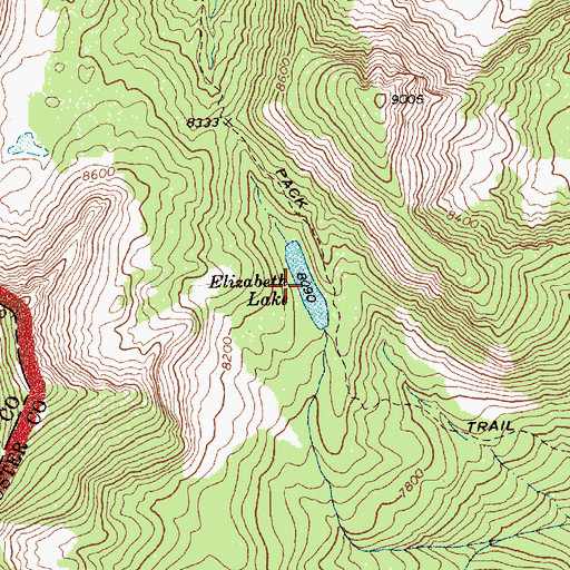 Topographic Map of Elizabeth Lake, ID