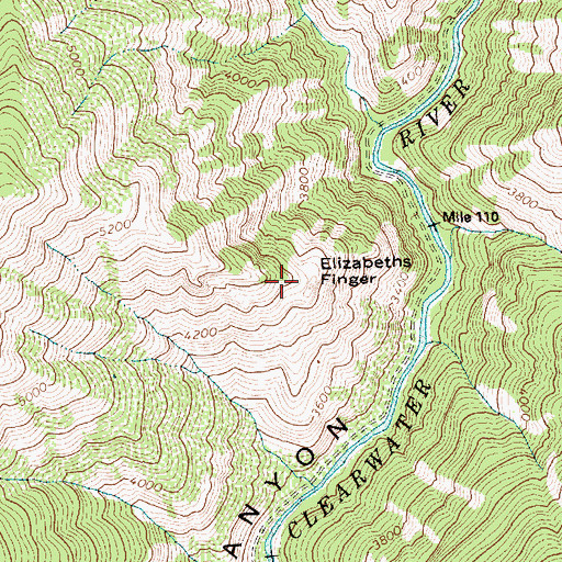 Topographic Map of Elizabeths Finger, ID