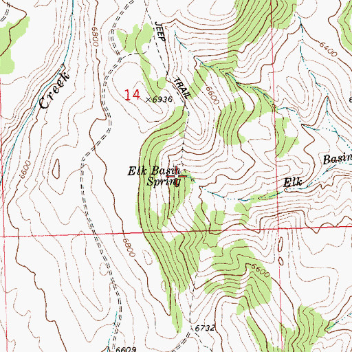 Topographic Map of Elk Basin Spring, ID
