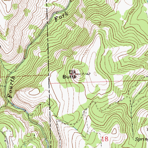 Topographic Map of Elk Butte, ID