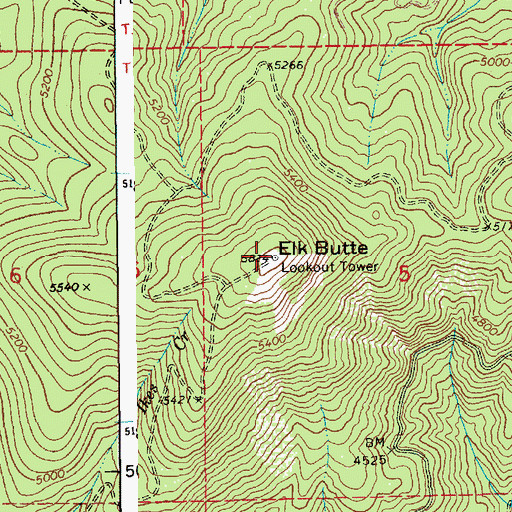 Topographic Map of Elk Butte, ID