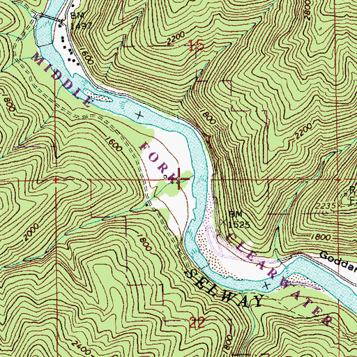 Topographic Map of Elk City Creek, ID