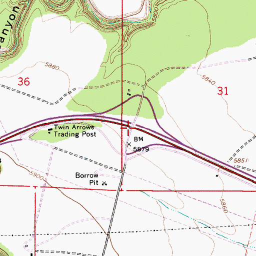 Topographic Map of Twin Arrows Interchange, AZ