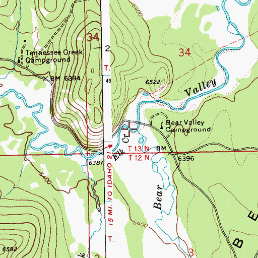 Topographic Map of Elk Creek, ID
