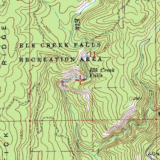 Topographic Map of Elk Creek Falls, ID