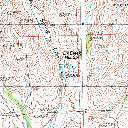 Topographic Map of Elk Creek Hot Spring, ID