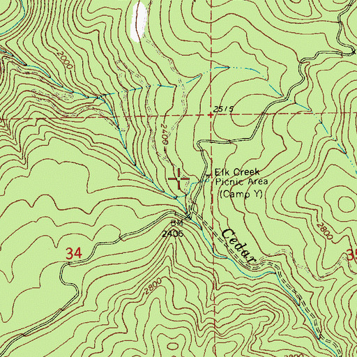 Topographic Map of Elk Creek Picnic Area, ID