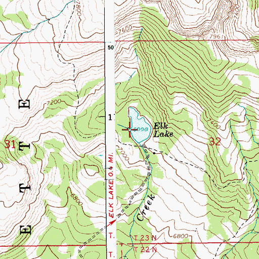 Topographic Map of Elk Lake, ID
