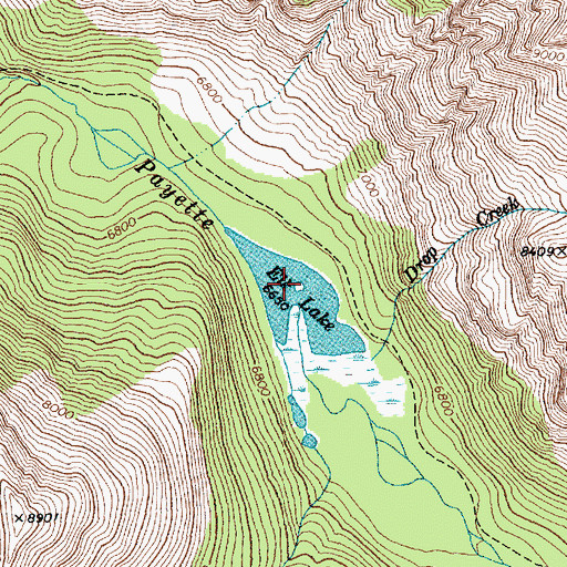 Topographic Map of Elk Lake, ID