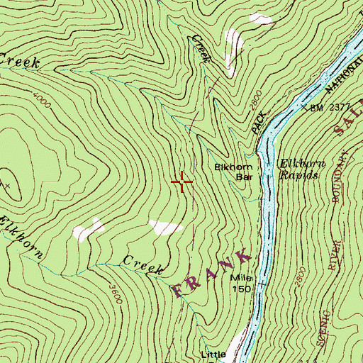 Topographic Map of Elkhorn Bar, ID
