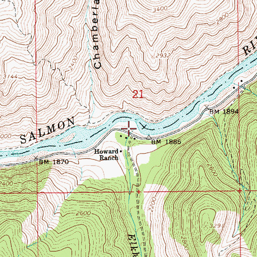 Topographic Map of Elkhorn Creek, ID