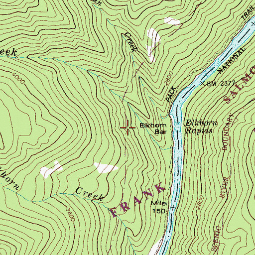Topographic Map of Elkhorn Rapids, ID