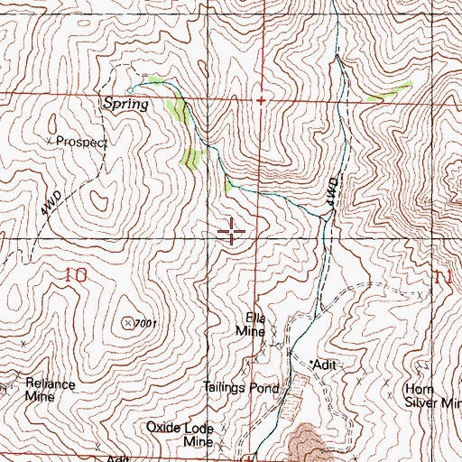Topographic Map of Ella Mine, ID