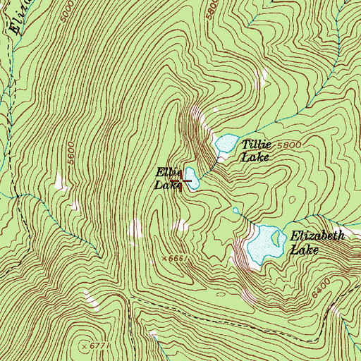 Topographic Map of Ellie Lake, ID
