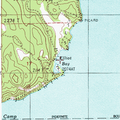 Topographic Map of Elliot Bay, ID
