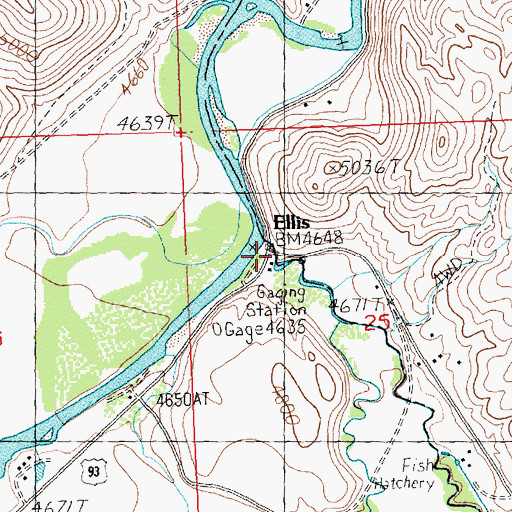 Topographic Map of Ellis, ID