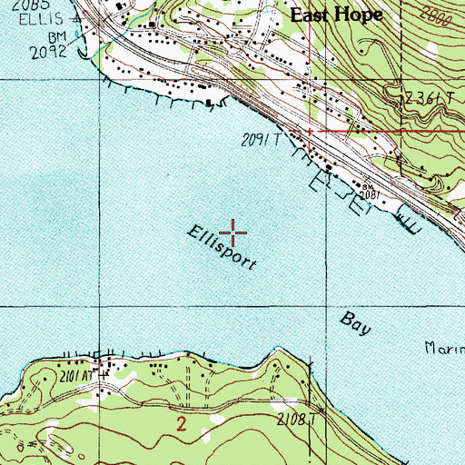Topographic Map of Ellisport Bay, ID