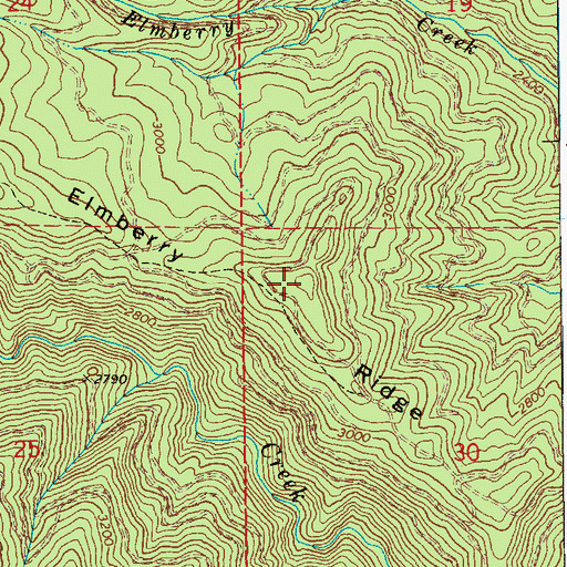 Topographic Map of Elmberry Ridge, ID