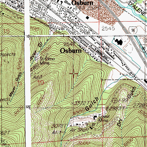 Topographic Map of Elmo Mine, ID