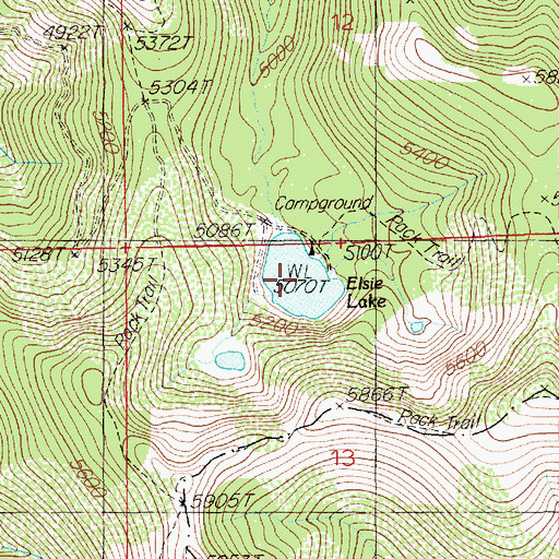 Topographic Map of Elsie Lake, ID