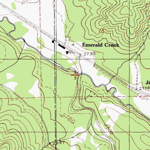 Topographic Map of Emerald Creek, ID