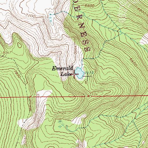 Topographic Map of Emerald Lake, ID