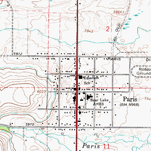 Topographic Map of Emerson School, ID