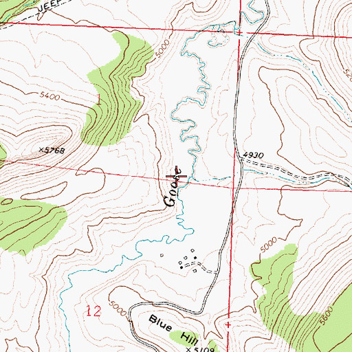 Topographic Map of Emery Creek, ID