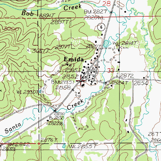 Topographic Map of Emida, ID