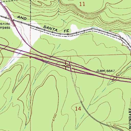 Topographic Map of Walnut Canyon Interchange, AZ