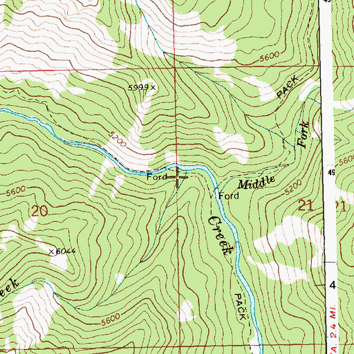 Topographic Map of Endoah Creek, ID