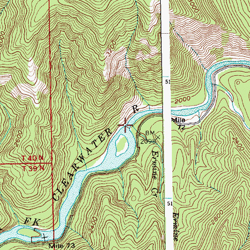 Topographic Map of Ermine Creek, ID