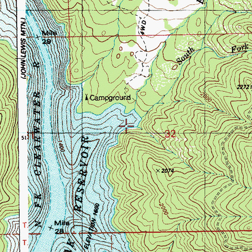 Topographic Map of Evans Creek, ID