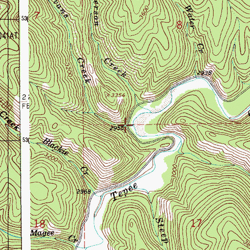 Topographic Map of Evans Creek, ID