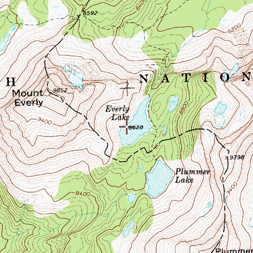 Topographic Map of Everly Lake, ID