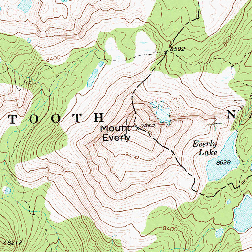 Topographic Map of Mount Everly, ID