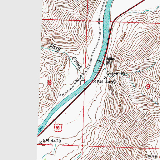 Topographic Map of Ezra Creek, ID