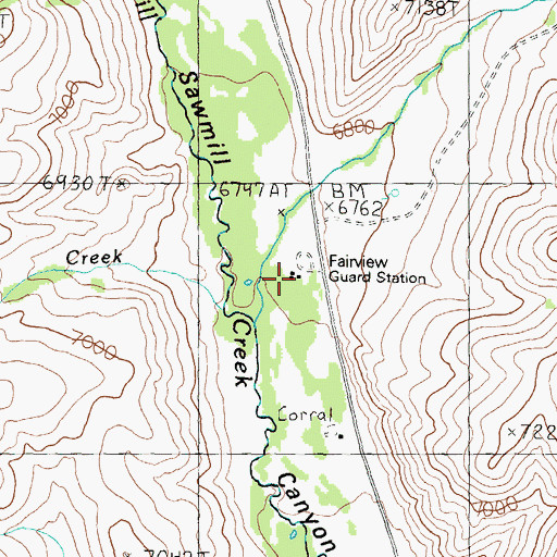 Topographic Map of Fairview Guard Station, ID