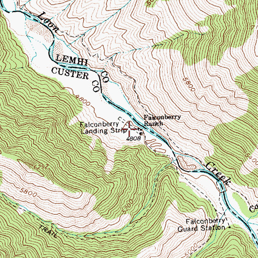 Topographic Map of Falconberry Ranch, ID