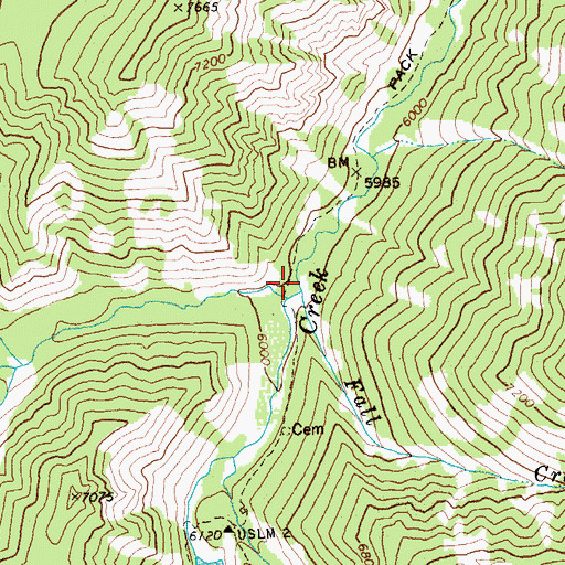 Topographic Map of Fall Creek, ID