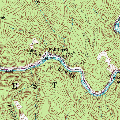 Topographic Map of Fall Creek, ID