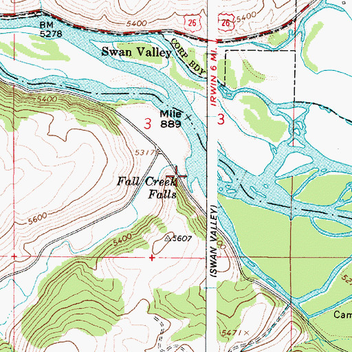 Topographic Map of Fall Creek, ID